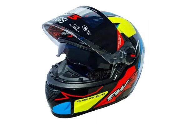 CAPACETE FW3 GTX 43 COM ÓCULOS PRETO/AMARELO/AZUL/LARANJA Nº56/58/60